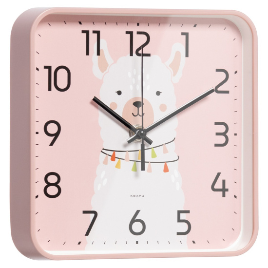 1918-013 (10) Часы настенные квадрат 19х19см, корпус розовый, "Альпака"