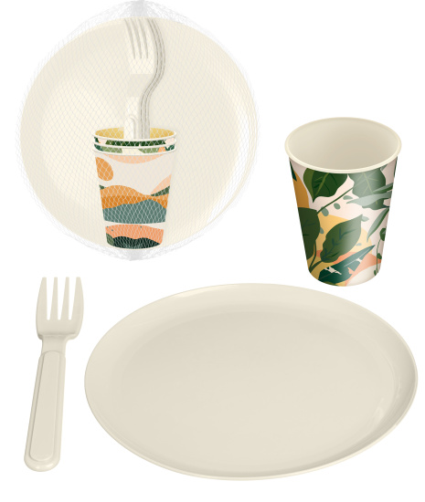 Набор для пикника 9 предметов с декором светло-бежевый 223124125/01 Набор для пикника 9 предметов с декором светло-бежевый 223124125/01