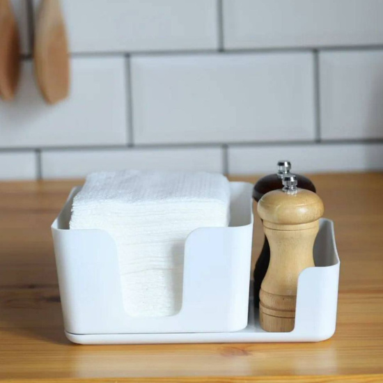 Салфетница с отделением для специй "Смарт" белая С944БЕЛ