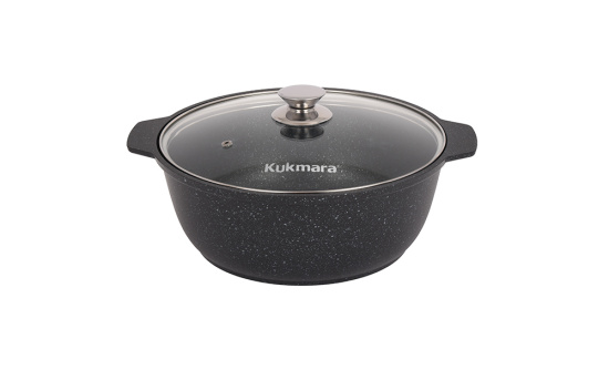 Кастрюля- жаровня 4,0л со стекл. крышкой АП (темный мрамор) жмт42а