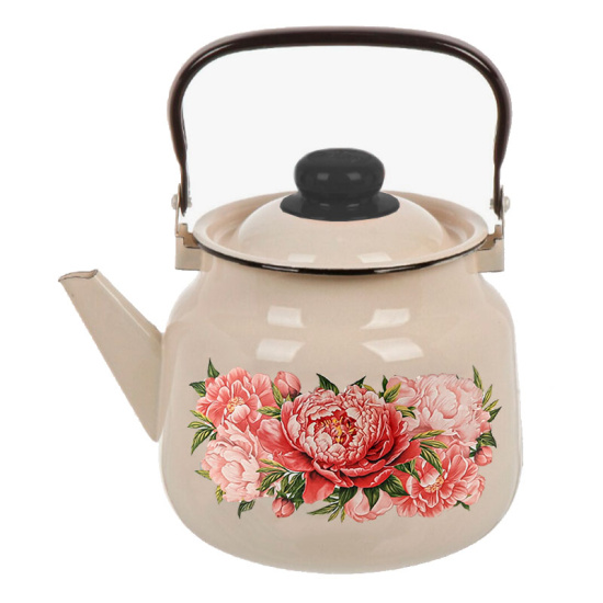 Чайник для плиты 3,5л С-2713/4ЖмРч  "Букет пионов"