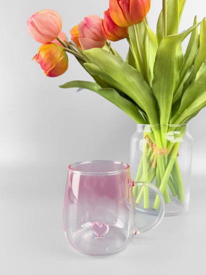 Кружка с фигуркой на дне 400мл Розовая OLS-237-3