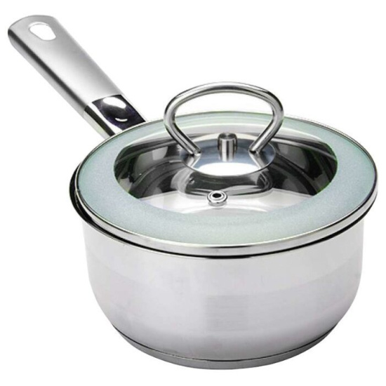 Ковш с крышкой нержавеющая  сталь 3-х сл. капс. дно 0,8 л. (12 см) НМ 5312-1 Ковш с крышкой нержавеющая  сталь 3-х сл. капс. дно 0,8 л. (12 см) НМ 5312-1