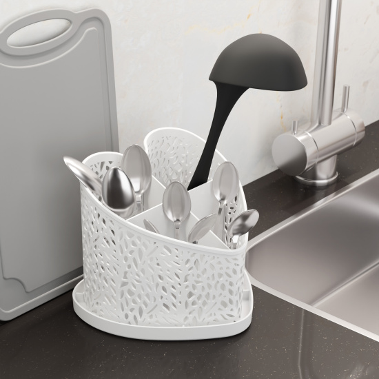 Подставка под столовые приборы "Сердце" белый М6252