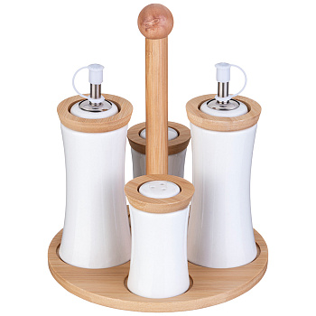 НАБОР ДЛЯ СПЕЦИЙ LEFARD "NATIVE" 4 ПР. НА ДЕРЕВ. ПОДСТАВКЕ (КОР=16НАБ.) (587-196)