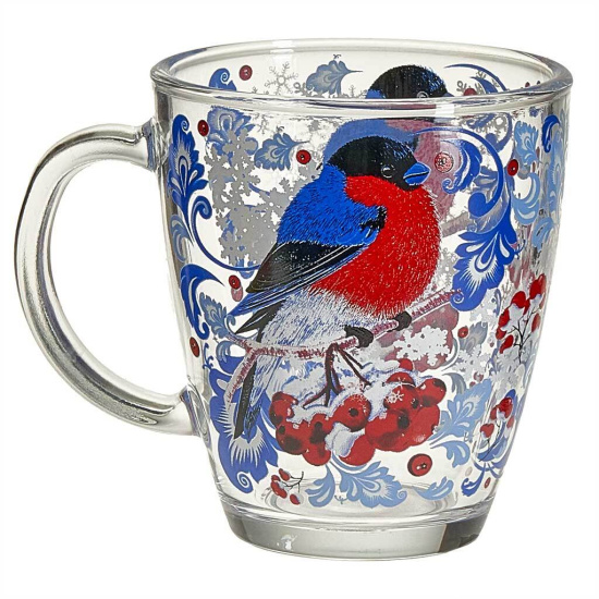 Кружка для чая 350мл. арт.2025-Д "Снегири на рябине" Кружка для чая 350мл. арт.2025-Д "Снегири на рябине"