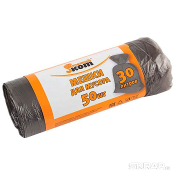 Мешки для мусора 30л (50шт/рул) черные 310102