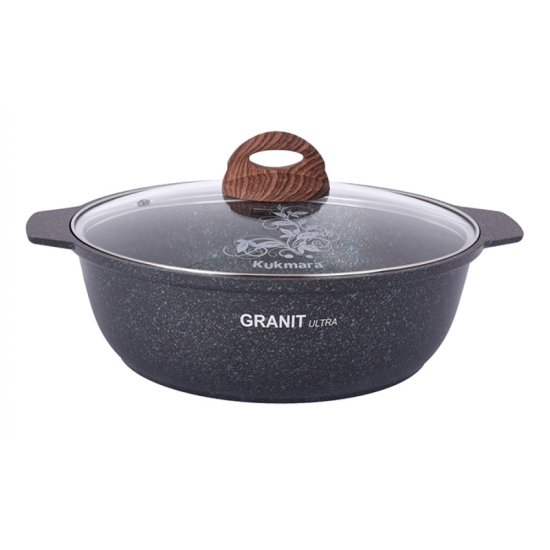 Кастрюля-жаровня 3,0л со стекл.крышкой АП "Granit ultra" (blue) жгг31а