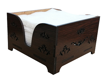 Салфетница резная-квадратная Мокко с салфетками Т-3