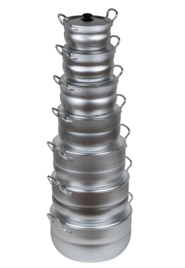 НАБОР“МАТРЕШКА”из 7 полусфер кастрюль(1,7;2,5;3;4,5; 6;8;10 л), 2 мет/руч, мет/кр. Алюминий 11107