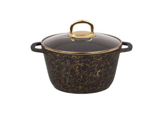 Кастрюля 2,5л со стеклянной крышкой, АП линия "Грация" (черный/золото) кчз25а Кастрюля 2,5л со стеклянной крышкой, АП линия "Грация" (черный/золото) кчз25а