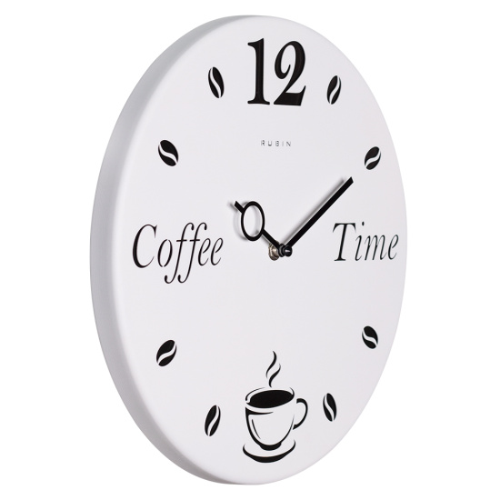 Часы настенные из металла, 32см открытая стрелка белый+черный "Coffe Time" "Рубин" 3235-001,,