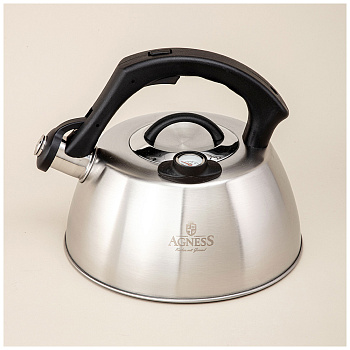 ЧАЙНИК AGNESS СО СВИСТКОМ, 2,80Л ТЕРМОАККУМУЛИРУЮЩЕЕ ДНО,ИНДУКЦИЯ,ВСТРОЕННЫЙ ТЕРМОМЕТР (908-067)