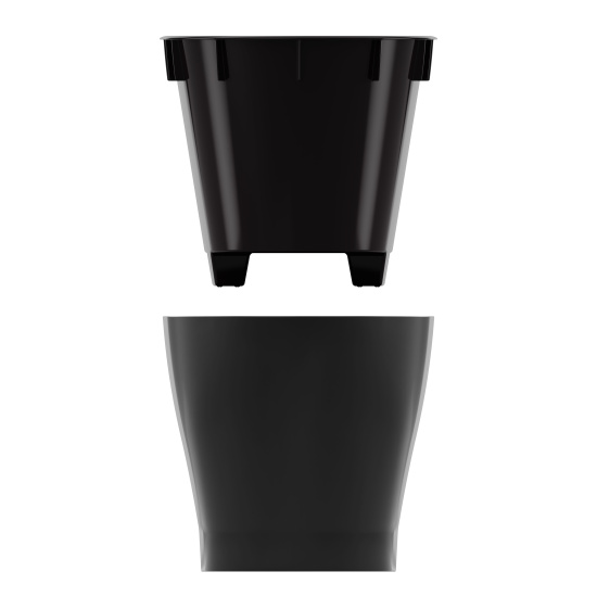 Горшок цветочный "Лея" 4л овальный двойной (с автополивом) (графитовый) М8898