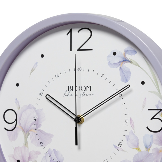 3027-057 (10) Часы настенные круг d=30см, корпус сиреневый "Ирисы", Рубин