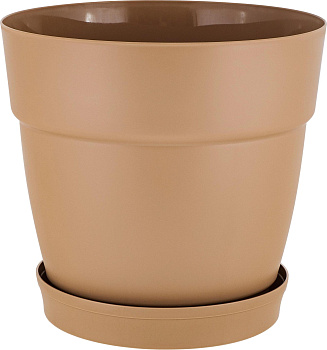 Горшок для цветов InGreen Villa de Fiori с фикс.поддоном 1,1л, D130мм, молочный шоколад IG660010047
