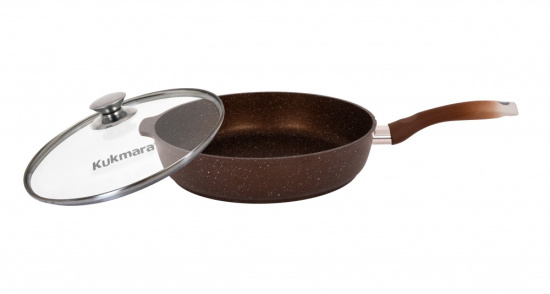 Сковорода 280/65мм с ручкой,стеклянной крышкой,антипригарное покрытие(кофейный мрамор) смк284а Сковорода 280/65мм с ручкой,стеклянной крышкой,антипригарное покрытие(кофейный мрамор) смк284а