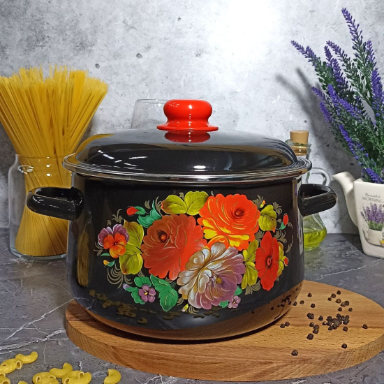 Кастрюля конич. 5,5 л. черн. Жостово 1с47я Кастрюля конич. 5,5 л. черн. Жостово 1с47я