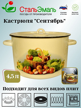 Кастрюля 4.5л 1с17/с крем. Сентябрь Кастрюля 4.5л 1с17/с крем. Сентябрь