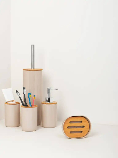 Набор аксессуаров для ванной комнаты "Бамбук" (бежевый)  М8168