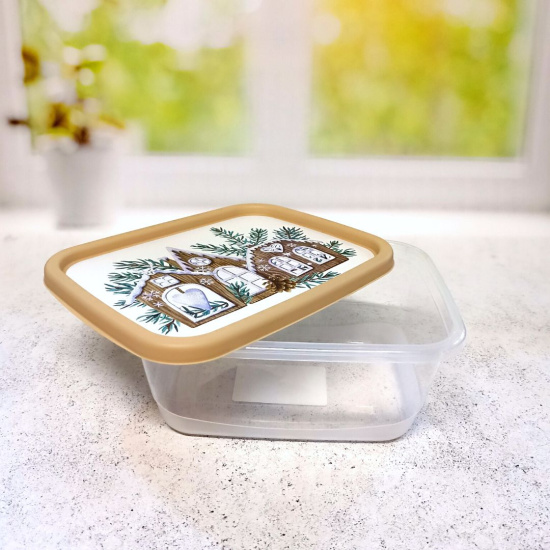 Контейнер для продуктов прямоугольный 0,85л с декором (бежевый) 222106927/03 Контейнер для продуктов прямоугольный 0,85л с декором (бежевый) 222106927/03