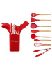 Набор кухонных принадлежностей из силикона 9 предметов Red kuk-04/09011401