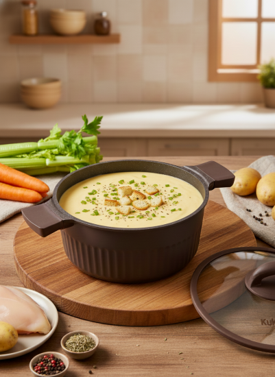 Кастрюля 5,2л со стеклянной крышкой, АП линия "Stella" (mokko) ксм52а