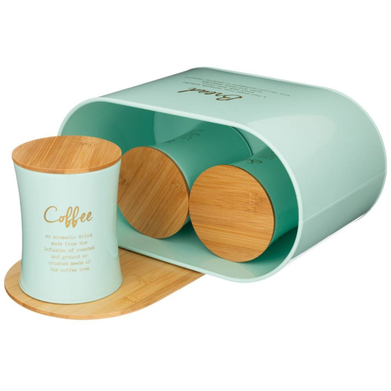 НАБОР AGNESS "MEADOW" 2 В 1  ХЛЕБНИЦА 10 Л 34*18*20 СМ, БАНКА ДЛЯ СЫПУЧИХ 1,1 Л 11*14СМ 3 ШТ 790-245