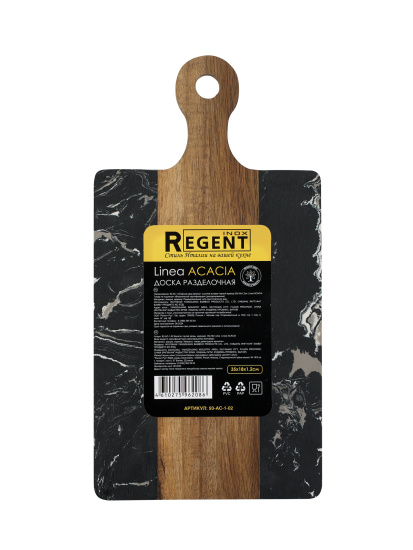 Доска разд.прямоуг. с ручкой вставка черный мрамор 35х18х1,2см Linea ACACIA 93-AC-1-02