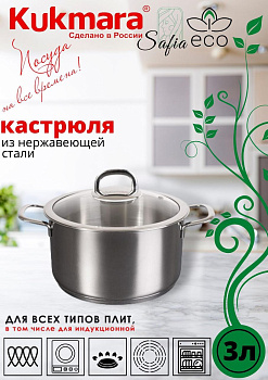 Кастрюля линии "SAFIA"  3л. д.20см,со стекл.крышкой SF-CA3020G