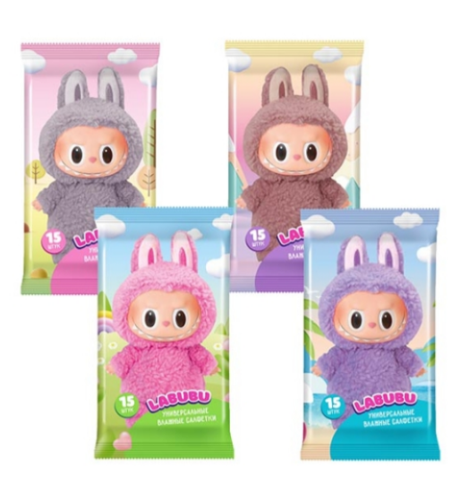 Салфетки влажные №15 LABUBU универсальные mix 81151