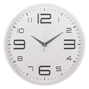 3015-002 Часы настенные круг d=30см, корпус белый+серебро, "Классика", "Рубин"