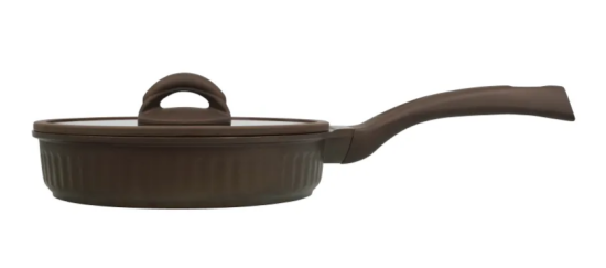 Сковорода 240мм с ручкой,со стеклянной крышкой, АП линия "Stella"(mokko) ссм241а