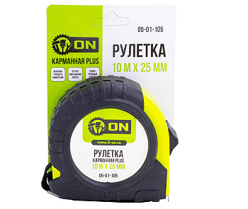Рулетка PLUS 10 м х 25мм, обрезиненный корпус ON 05-01-105