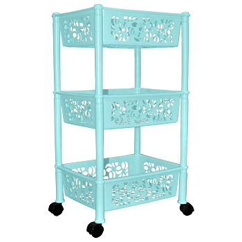 Этажерка Keeplex Light на колесиках трехсекционная прямоугольная 37х29х69см цвет МИКС KL2828
