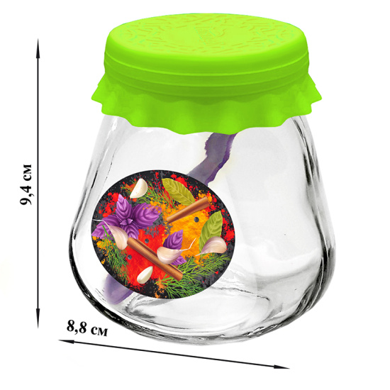 Банка д/хран. стекл. 260 мл ТО63 с крышкой silicopy салатовая+ложка 00483-00696   