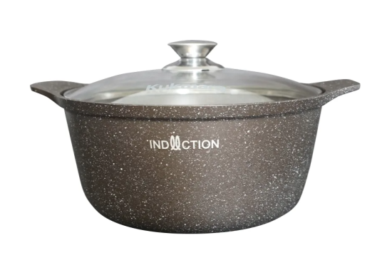 Кастрюля 4л со стекл. крышкой АП (кофейный мрамор) линия "Мраморная индукционная" кмки43а 