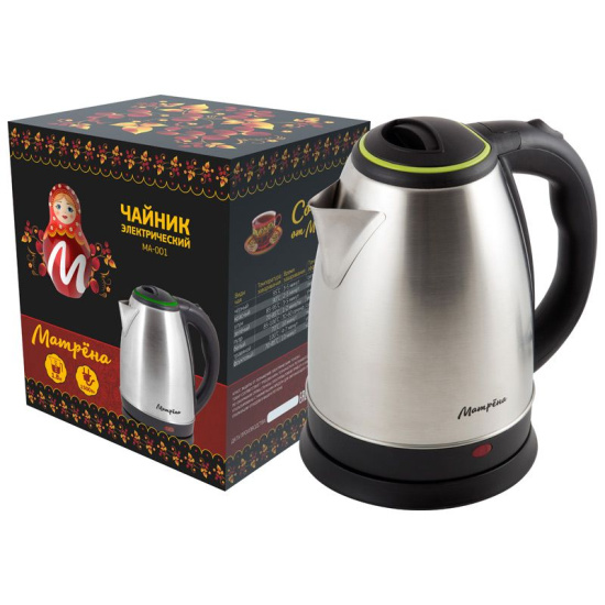 Чайник МАТРЁНА MA-001 электрический (1,8 л) металл цвет крышки зеленый 005458