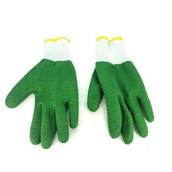 Перчатки садовые нейлоновые с пенополиуретановым обливом, салатовые 60гр. OLS-P-9