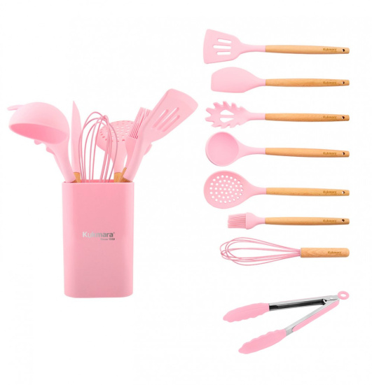 Набор кухонных принадлежностей из силикона 9 предметов "Pink" kuk-04/09011301 