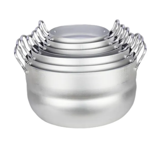 НАБОР“МАТРЕШКА”из 7 полусфер кастрюль(1,7;2,5;3;4,5; 6;8;10 л), 2 мет/руч, мет/кр. Алюминий 11107