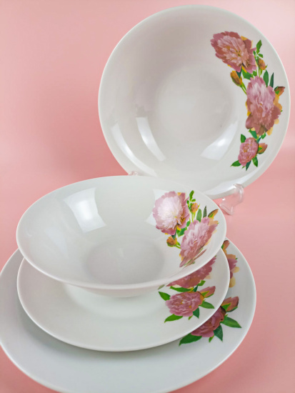 Столовый набор (19 пр.) 7435# "Пионы" (эконом) 93364