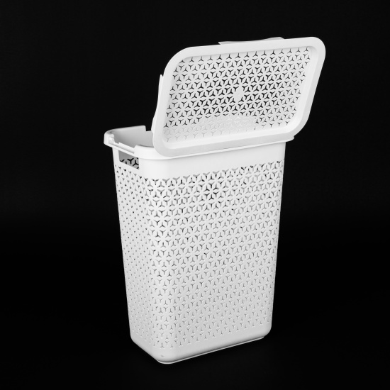 Корзина д/белья "Элемент" 30л узкая (белый) М9083