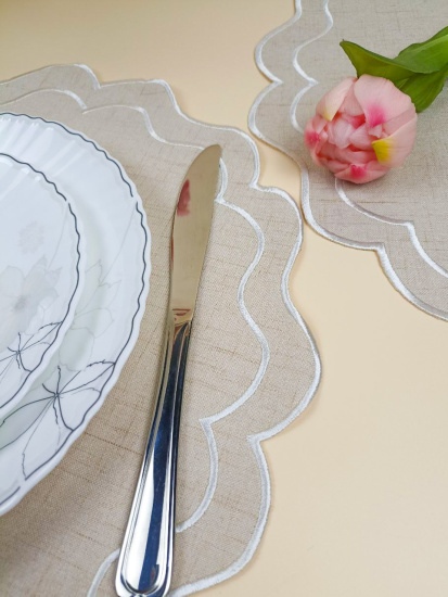 Набор плейсмат бежевые 6 штук  40 см OLS-918-2