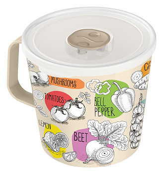 Контейнер-кружка 0,75л "IZI-GO" с клапаном с декором 750мл (светло-бежевый) 221140525/01