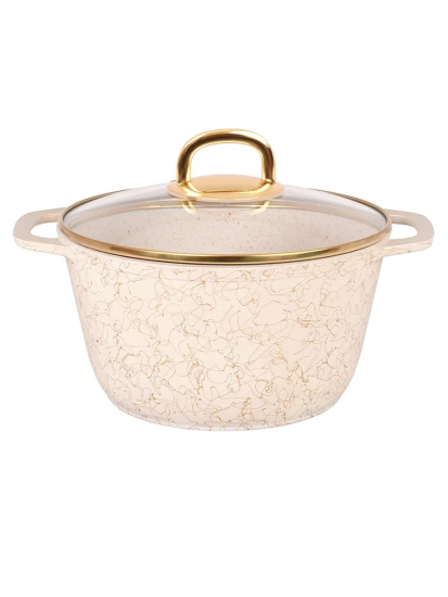 Кастрюля 4,5л со стеклянной крышкой, АП линия "Грация" (белый/золото) кбз45а
