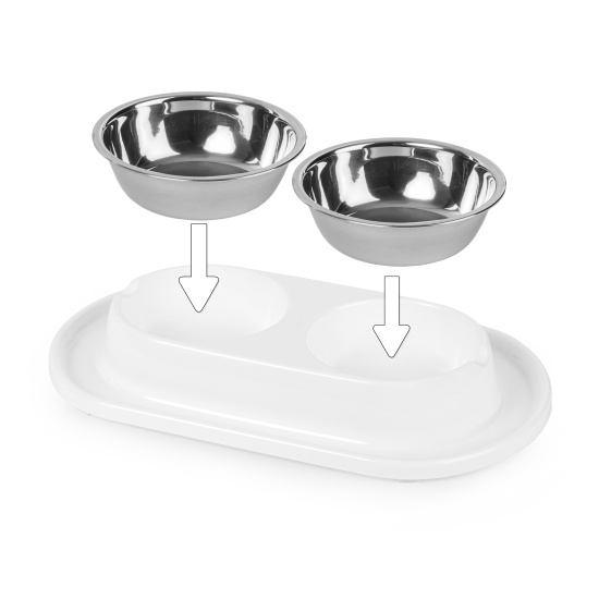 Миска для животных 0,3л двойная (с металлической чашей) ALTA (белый) М9160