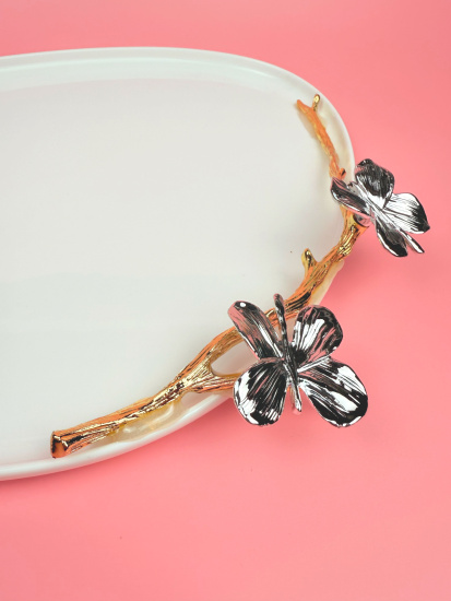 Блюдо белое с бабочками OLS-9326-2